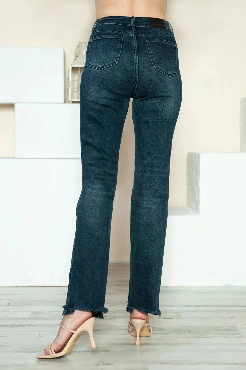 Judy Blue Straight Jeans Full Size Button Fly Hem Destroyed Style - Redemption By Ashley North