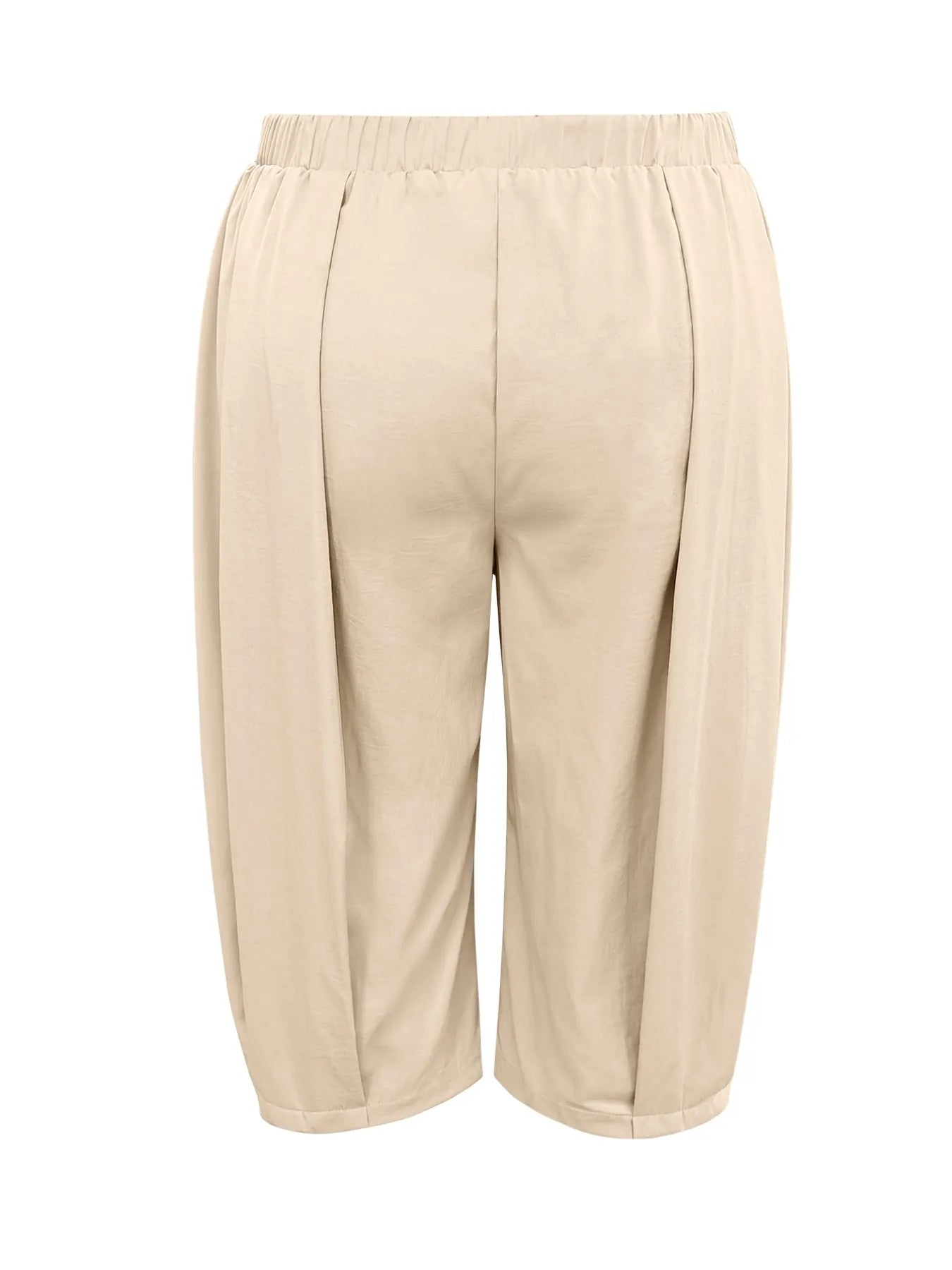 Plus Size Pleated Cropped Pants with Wide Leg Detail.