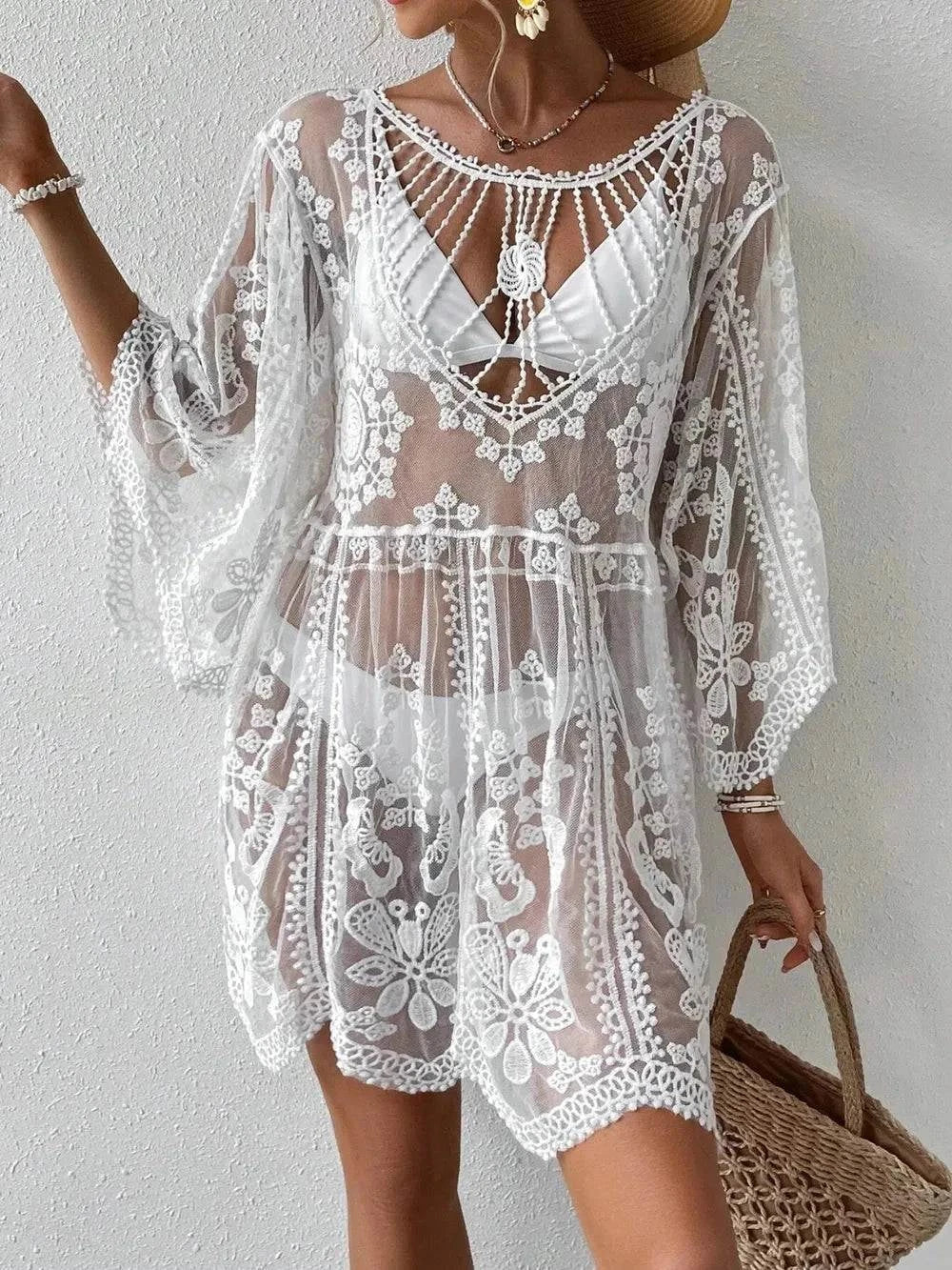 Lace Cover-Up: Elegant Round Neck Design - Redemption By Ashley North