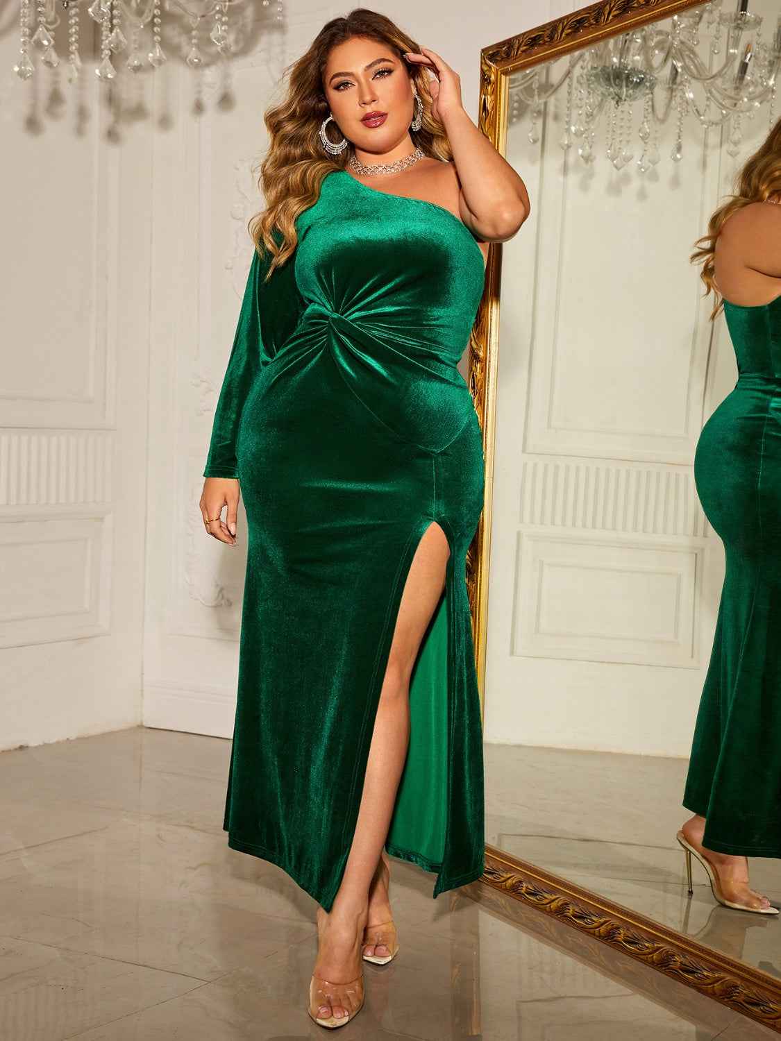 Honey Plus Size One-Shoulder Twisted Split Dress for Effortless Style - Perfect Plus Size One-Shoulder Dress - Redemption By Ashley North