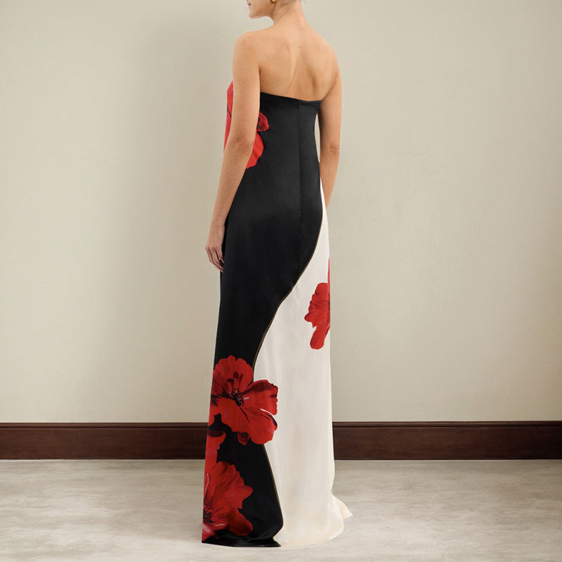 Contrast Color Tube Dress - Sleeveless Sexy Print Length Dress - Redemption By Ashley North