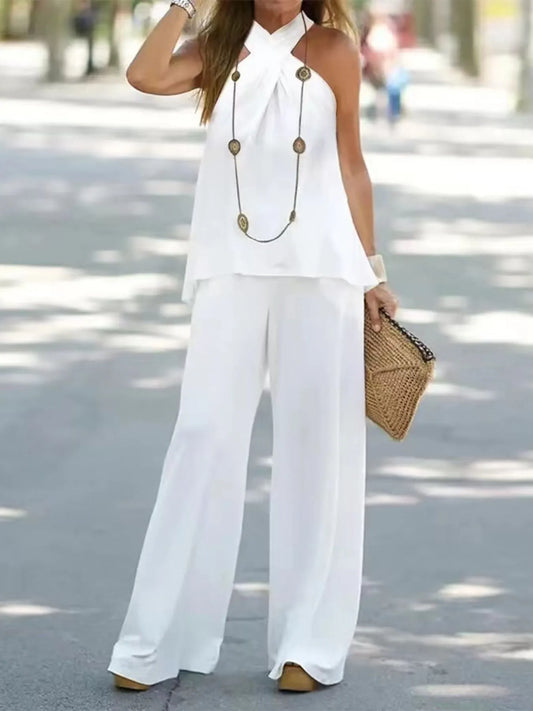 Halter Top Wide Leg Pants Set for Effortless Stylish Outfits.