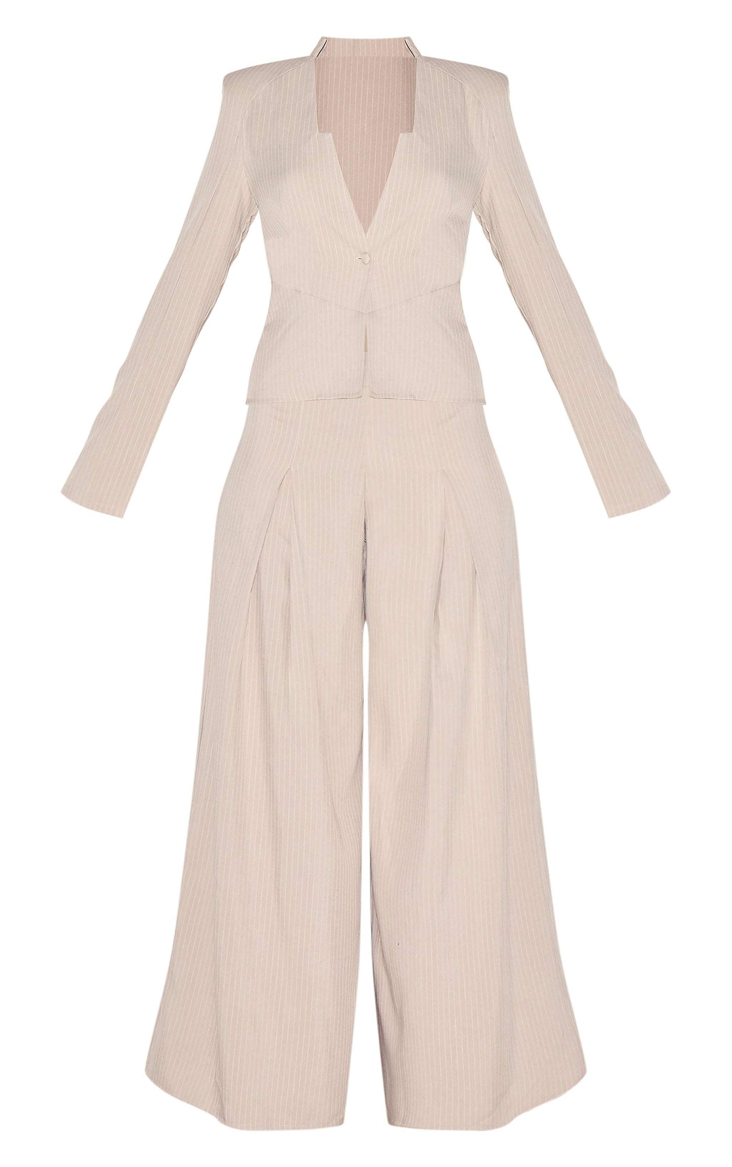 Black pinstripe shirt detail straight leg tailored jumpsuit for evening wear