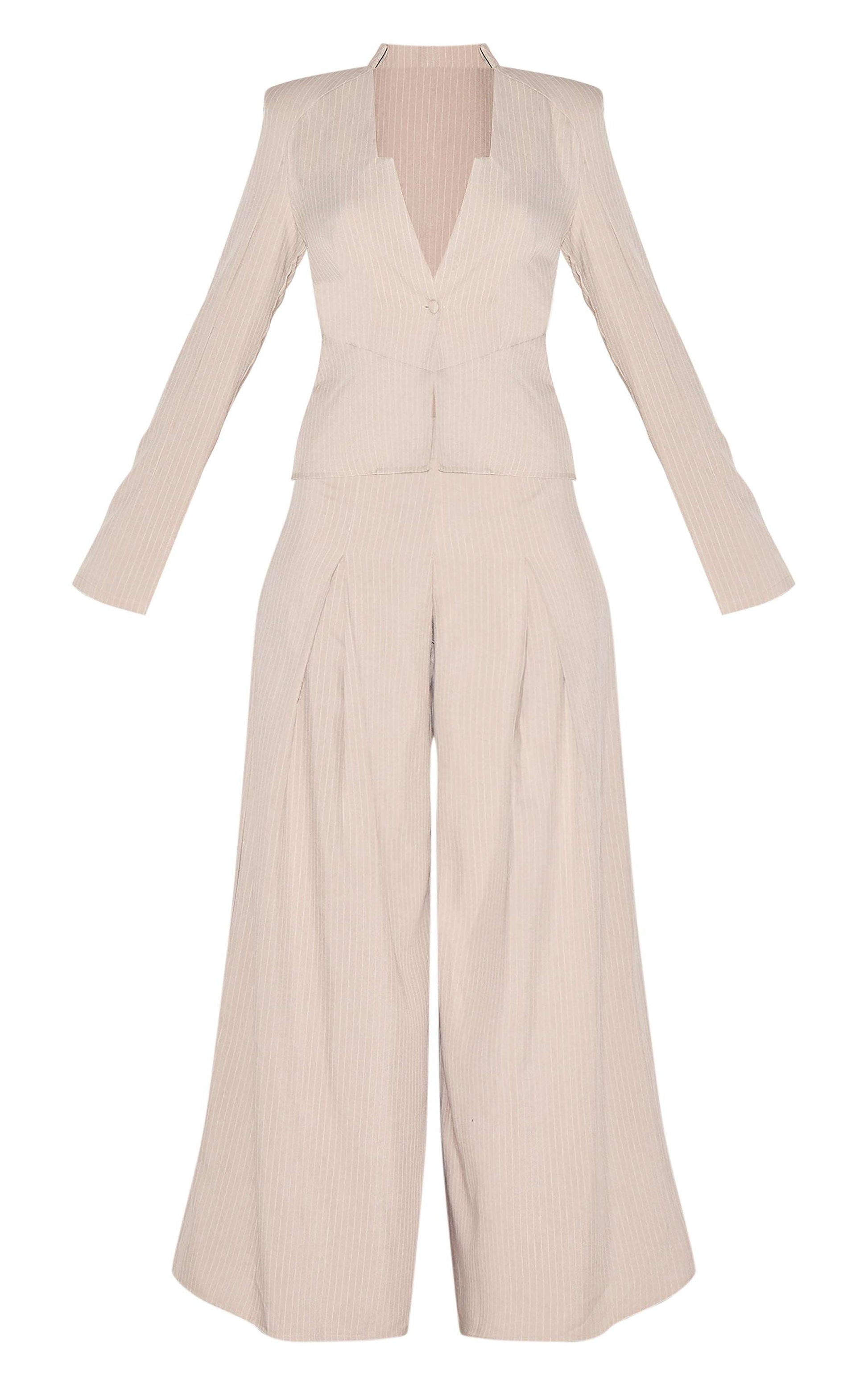 Black pinstripe shirt detail straight leg tailored jumpsuit for evening wear