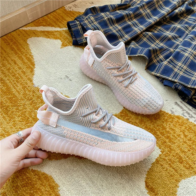 Mesh Lace-Up Platform Athletic Shoes.