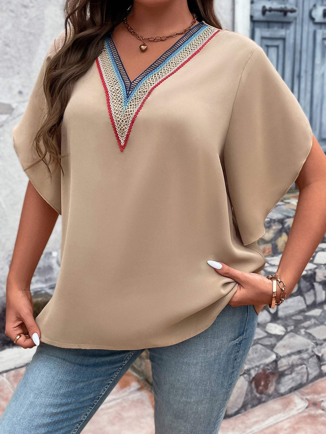 Honey Plus Size Flutter Sleeve Blouse - V-Neck Stylish Top - Redemption By Ashley North