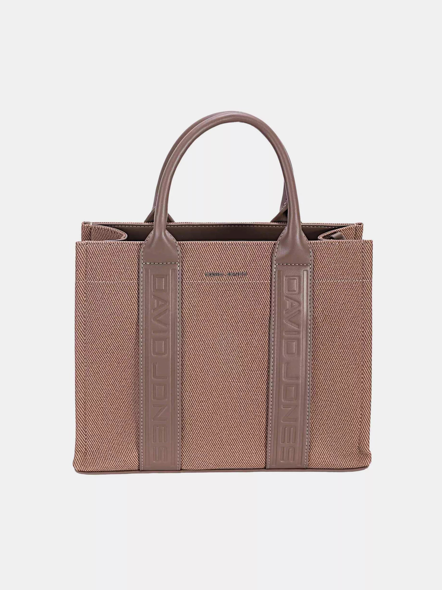 David Jones Canvas Tote Handbag with Contrast Leather Handles.