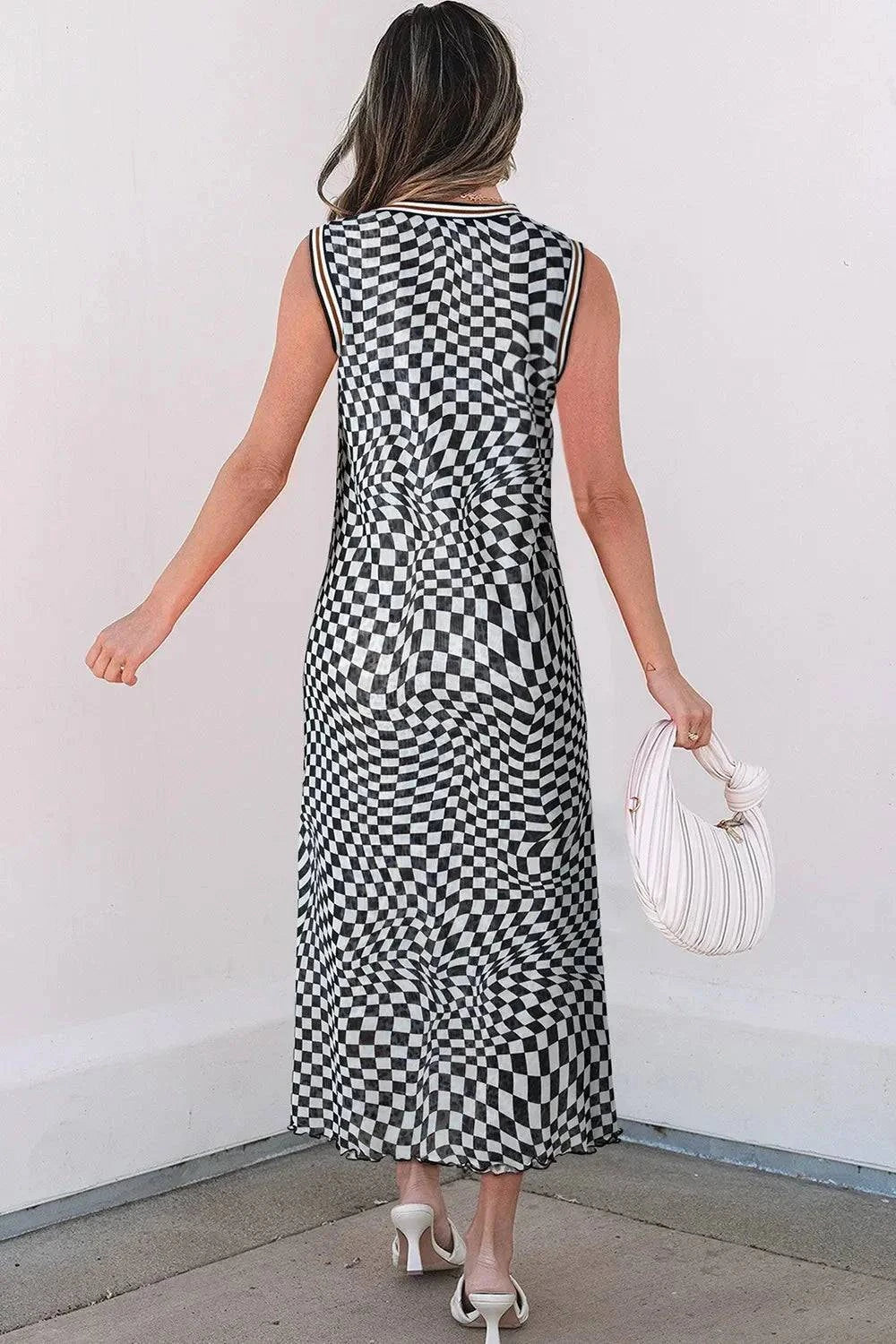 Checkered Sleeveless Midi Dress for Effortless Style and Elegance - Redemption By Ashley North