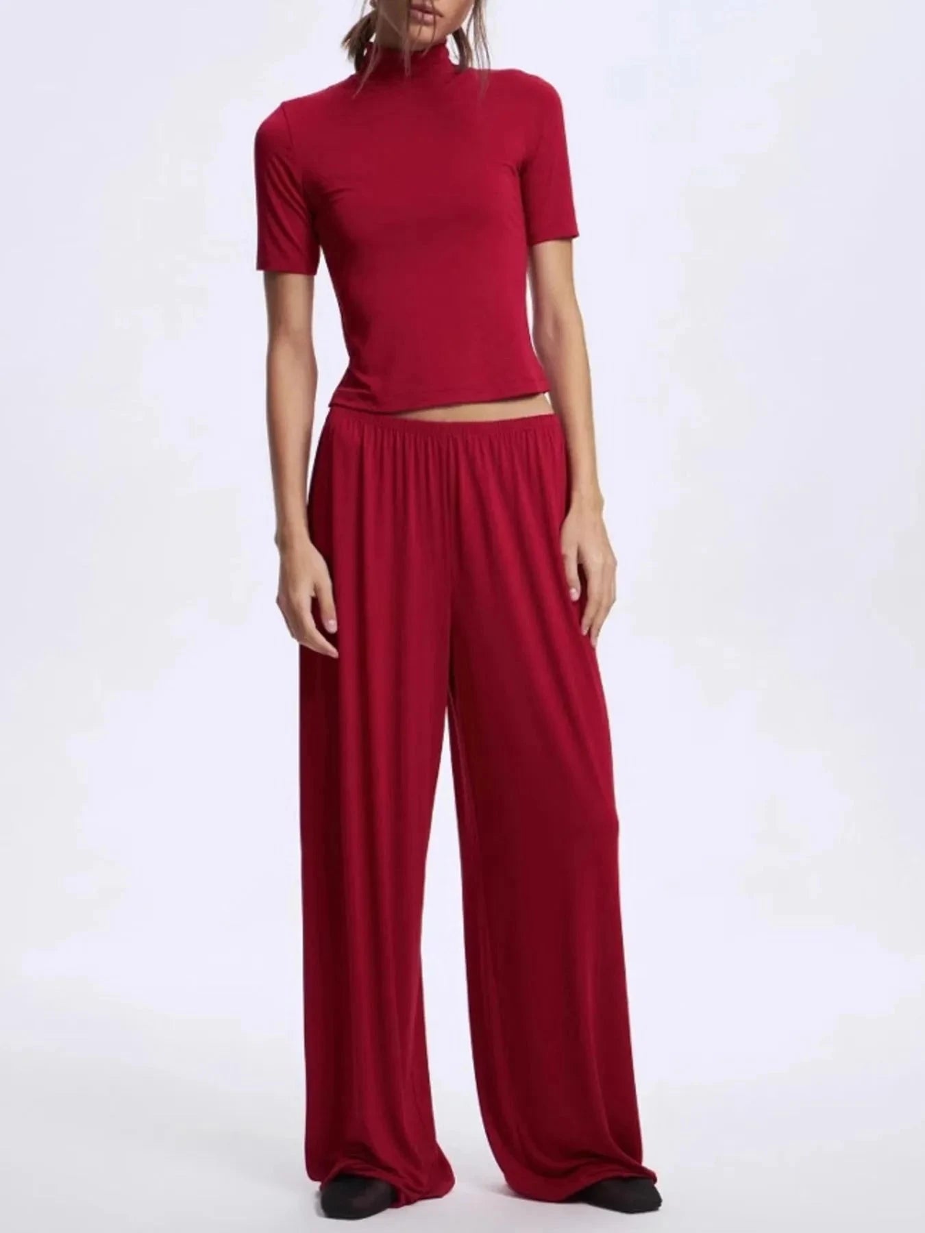 Mock Neck Top Pants Set for Effortless Style and Comfort - Redemption By Ashley North