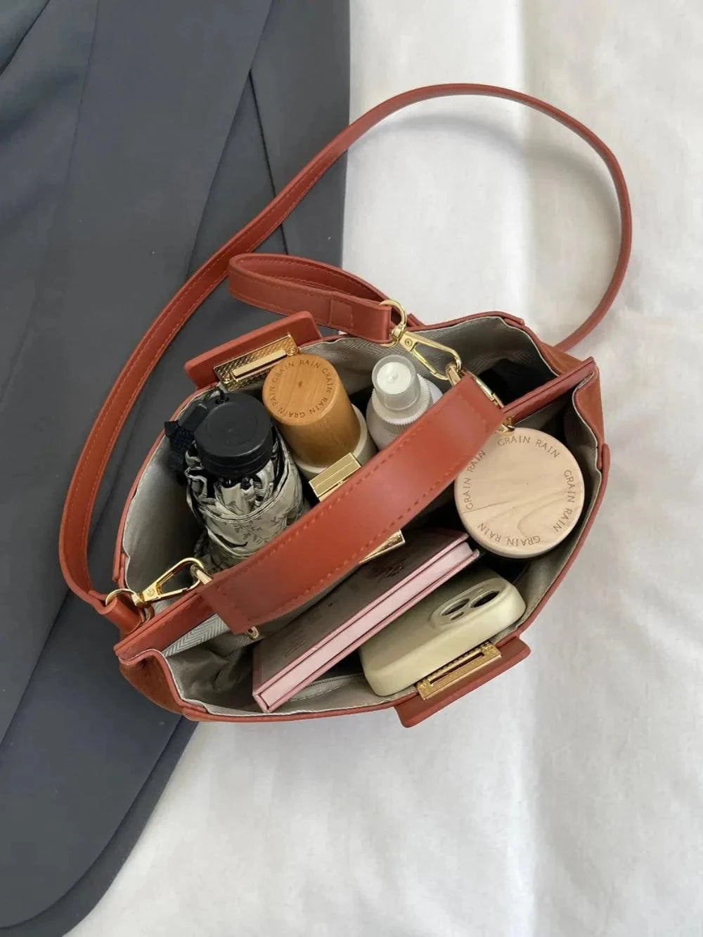 Solid Color Handbag with Removable Strap for Versatile Styling - Redemption By Ashley North