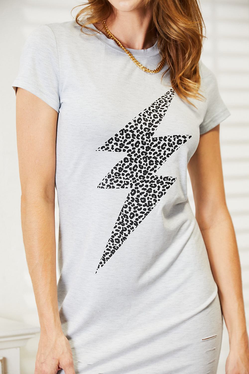 Double Take Leopard Graphic Tee Dress for Stylish Comfort - Redemption By Ashley North