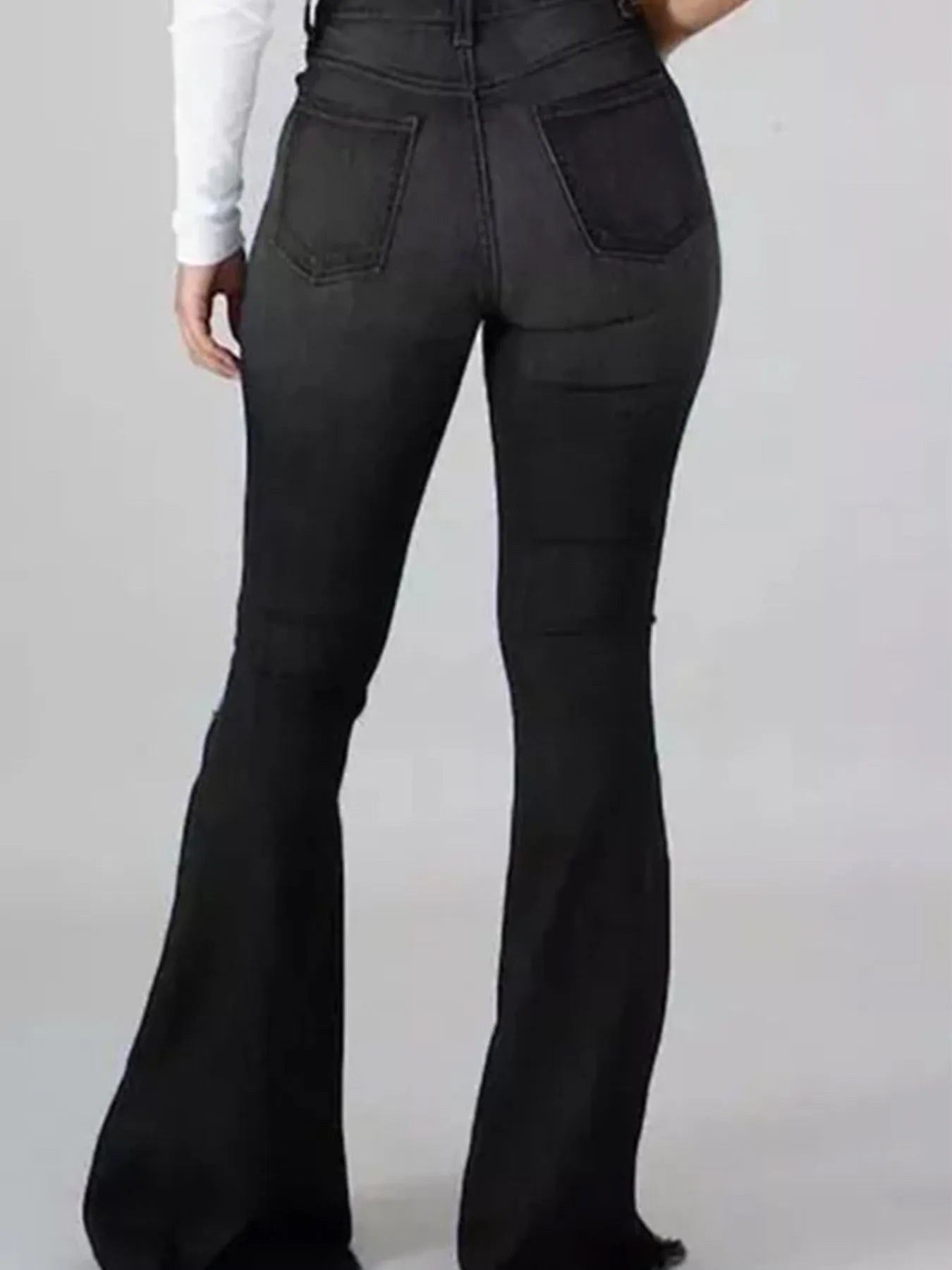 Full Size Plus Size Distressed Flare Jeans with Raw Hem.