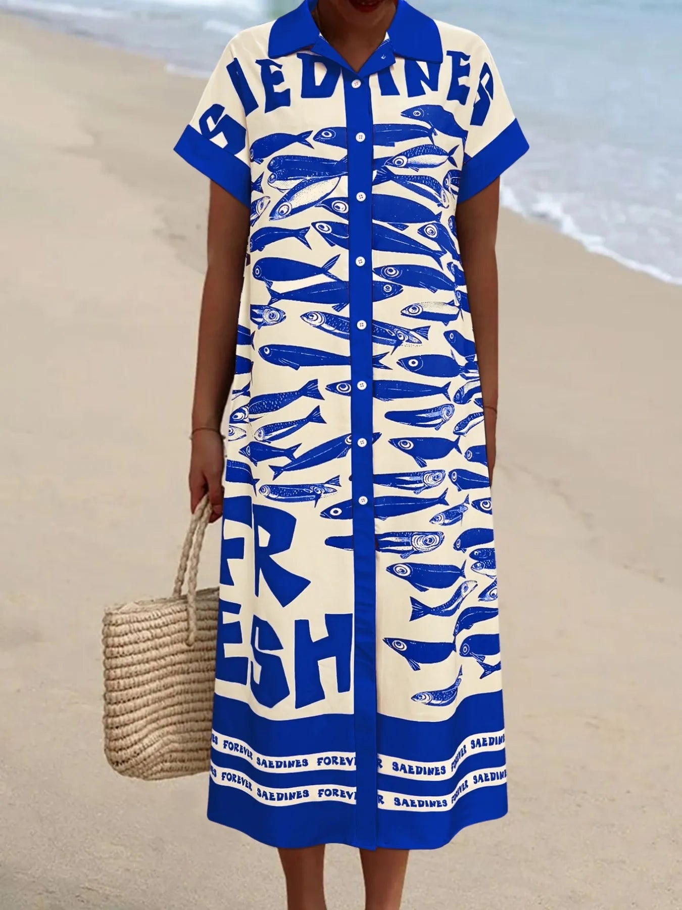 Printed Button Down Shirt Dress - Stylish and Versatile Fashion Essential.