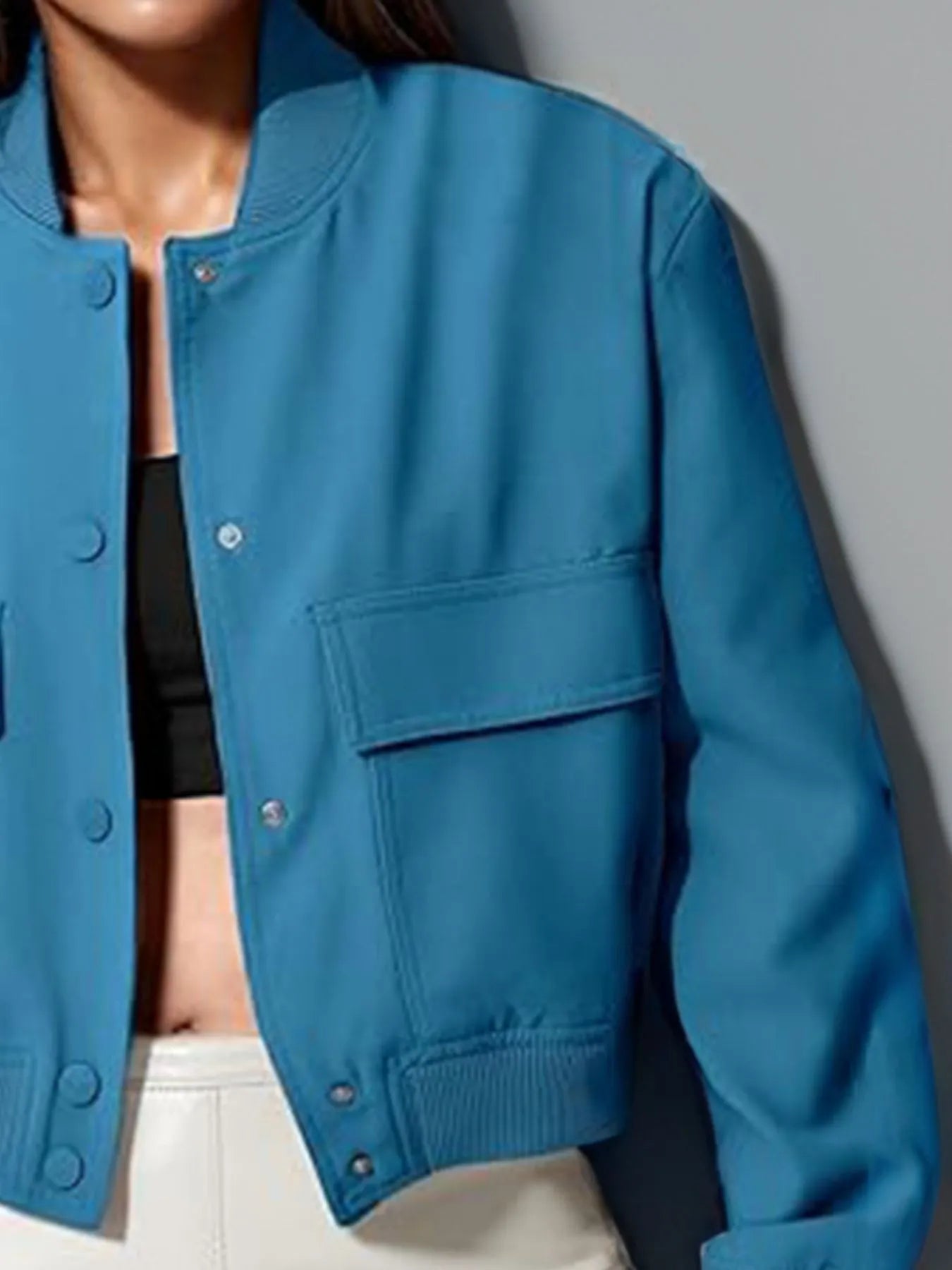 Plus Size Cropped Jacket with Snap Down Feature for Stylish Comfort - Perfect for Effortless Style - Redemption By Ashley North