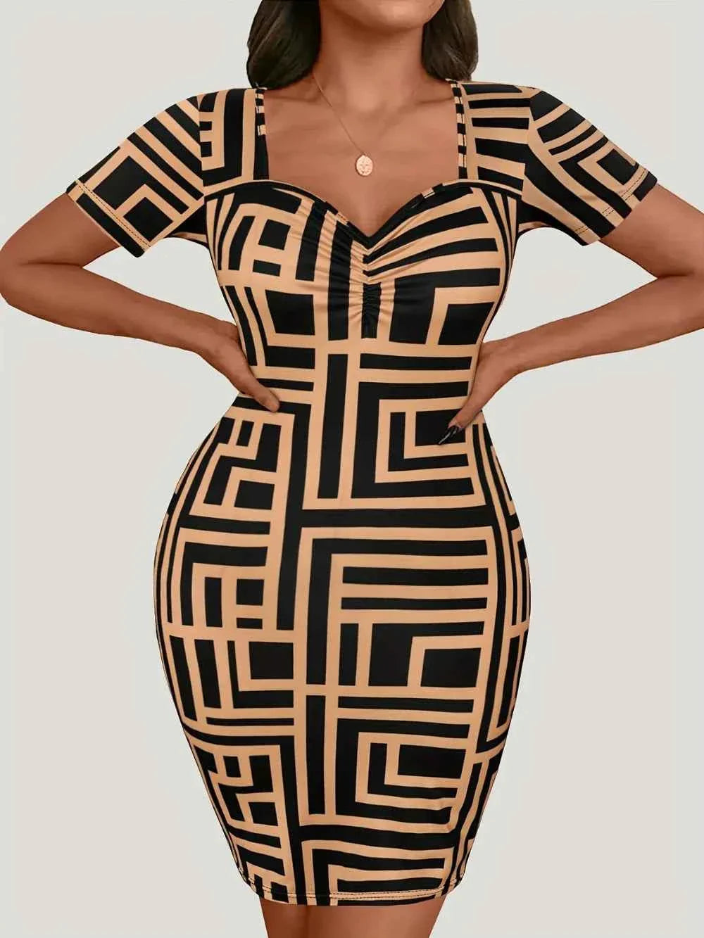 Plus Size Sweetheart Mini Dress with Short Sleeves for Effortless Style - Redemption By Ashley North