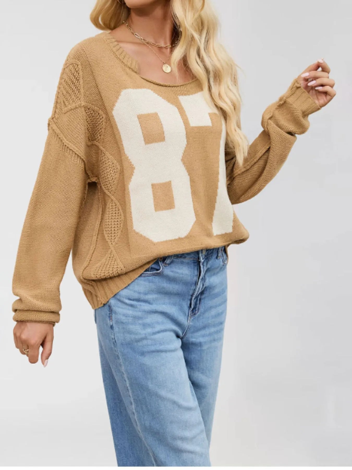 Number 81 Oversized Cable Knit Sweater.