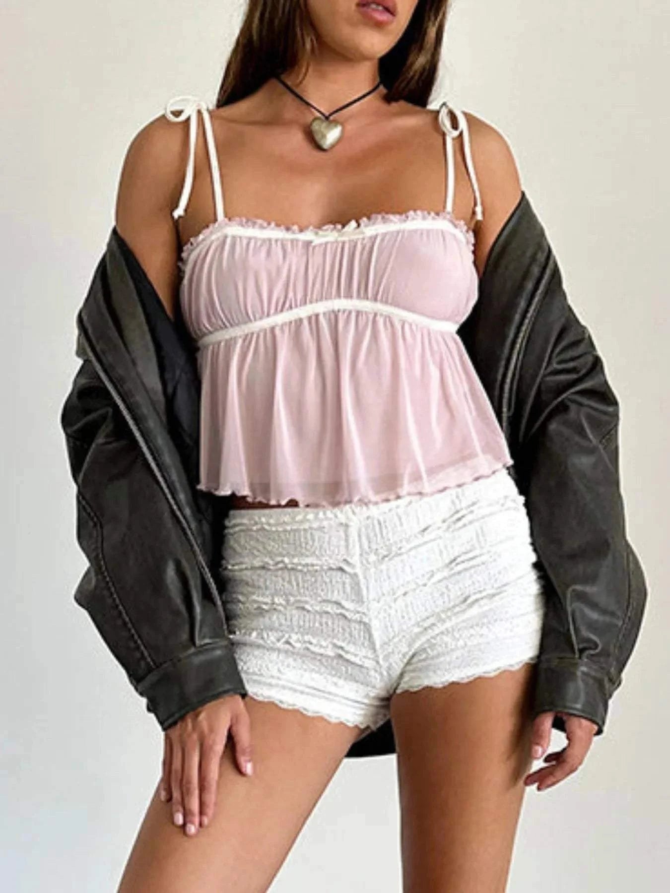 Contrast Trim Cami with Tie Straps - Redemption By Ashley North