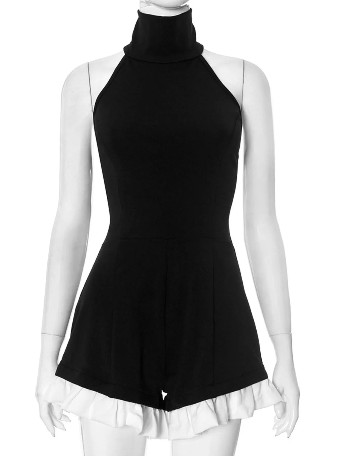 Halter Neck Ruffled Hem Romper - Stylish Halter Neck Romper for Effortless Summer Vibes.