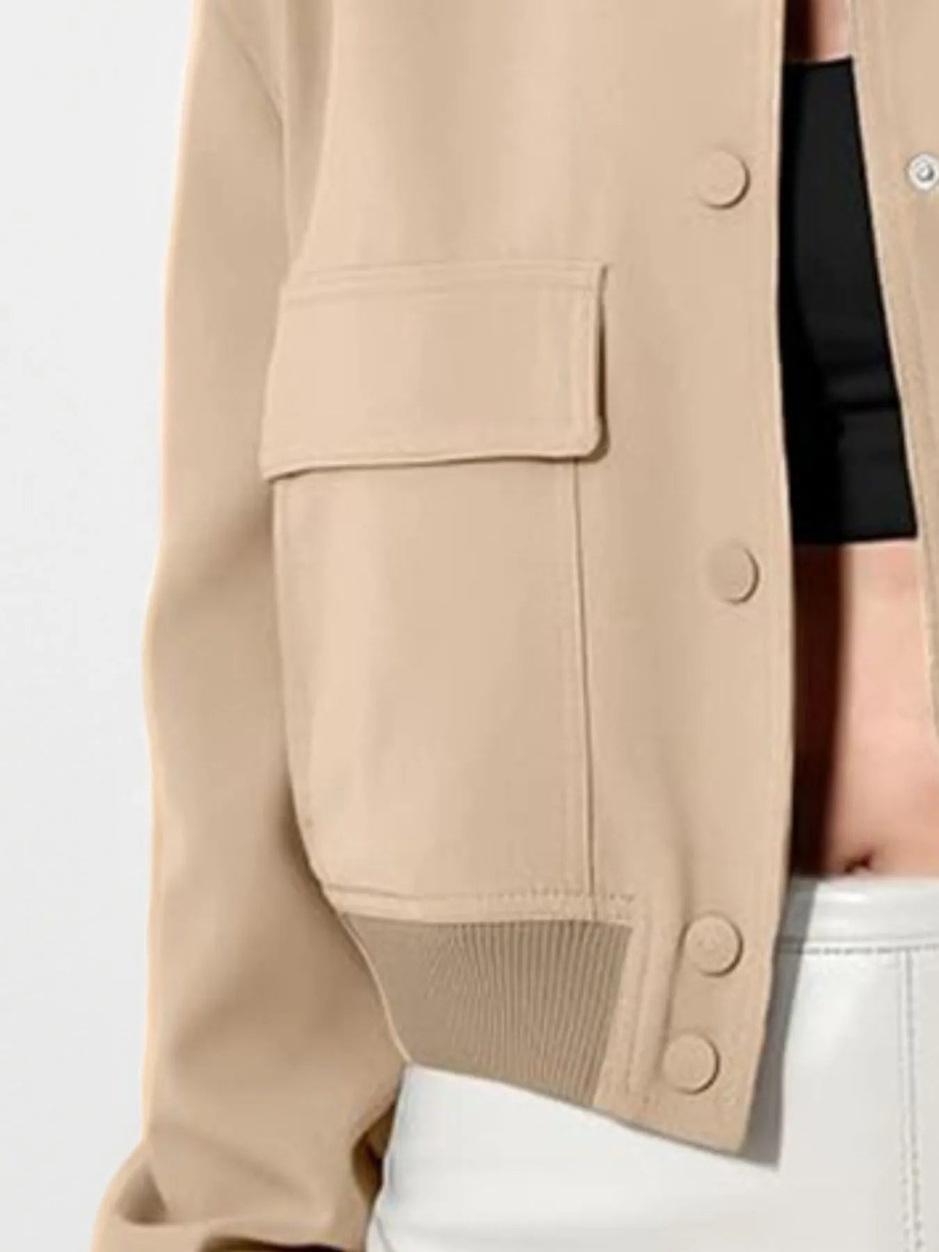 Plus Size Cropped Jacket with Snap Down Feature for Stylish Comfort - Perfect for Effortless Style - Redemption By Ashley North