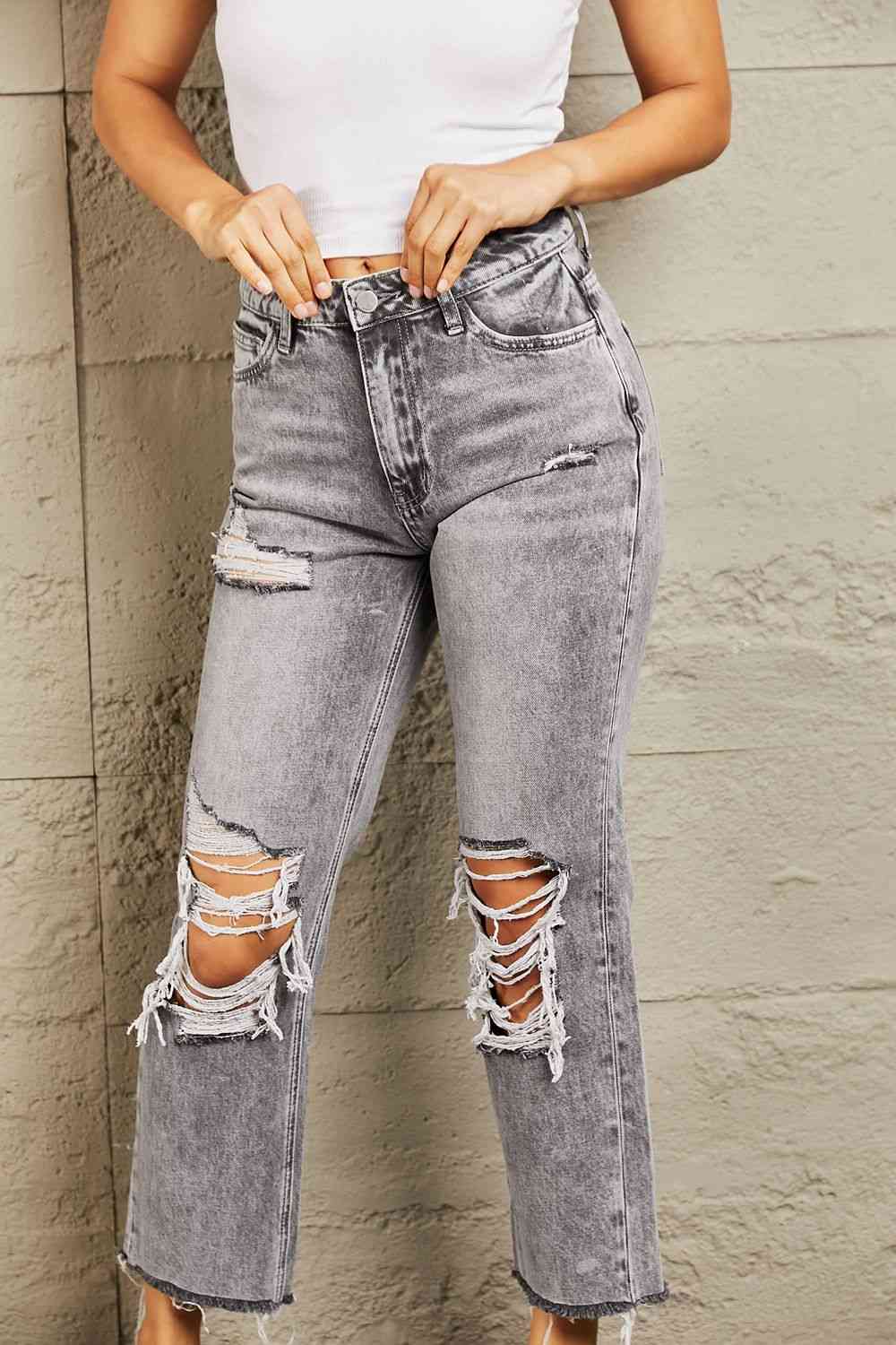 BAYEAS Acid Wash Distressed Cropped Jeans for a Chic Look - Redemption By Ashley North