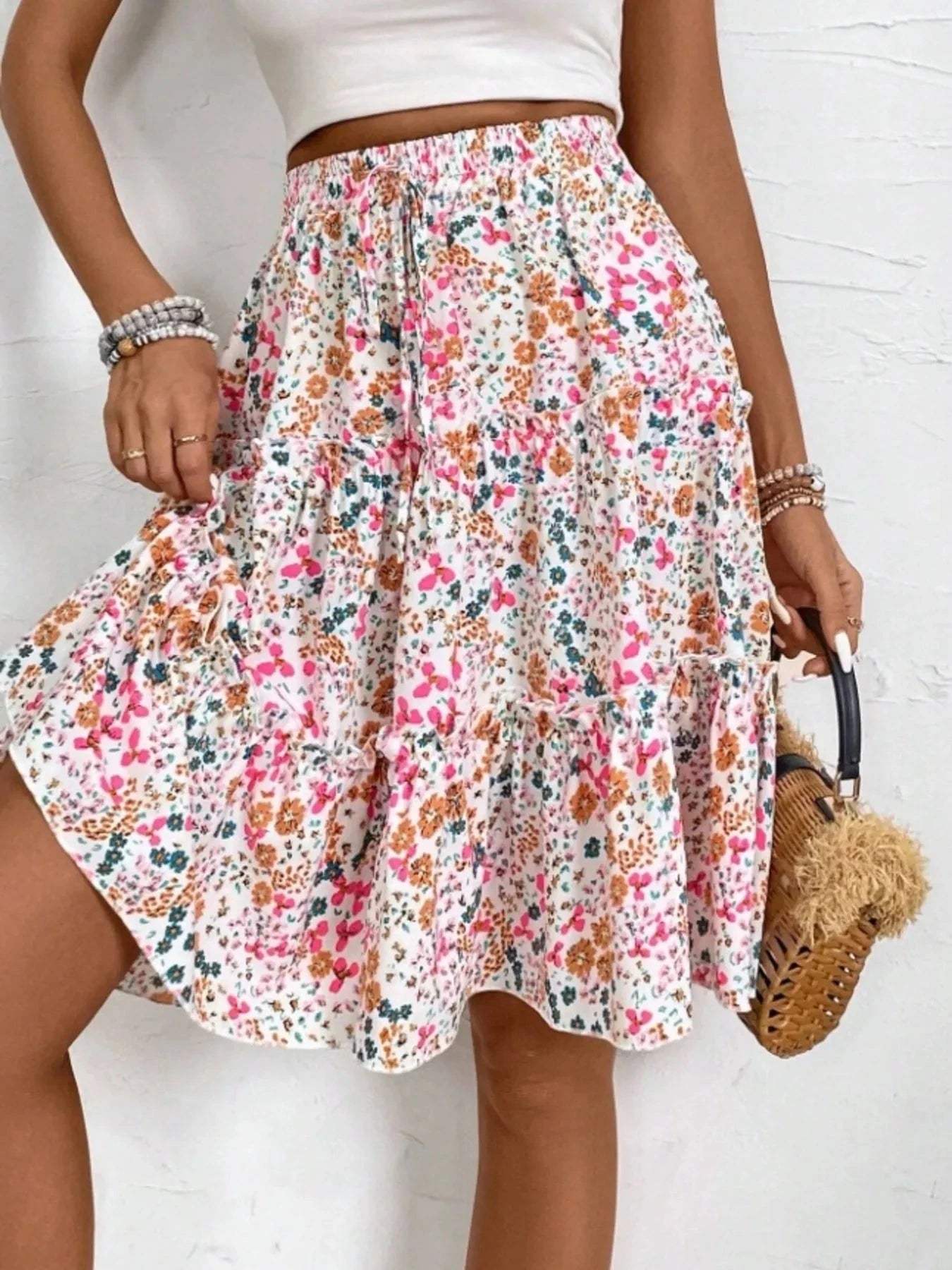 Floral Print Midi Skirt - Chic and Elegant Women's Fashion Statement - Redemption By Ashley North