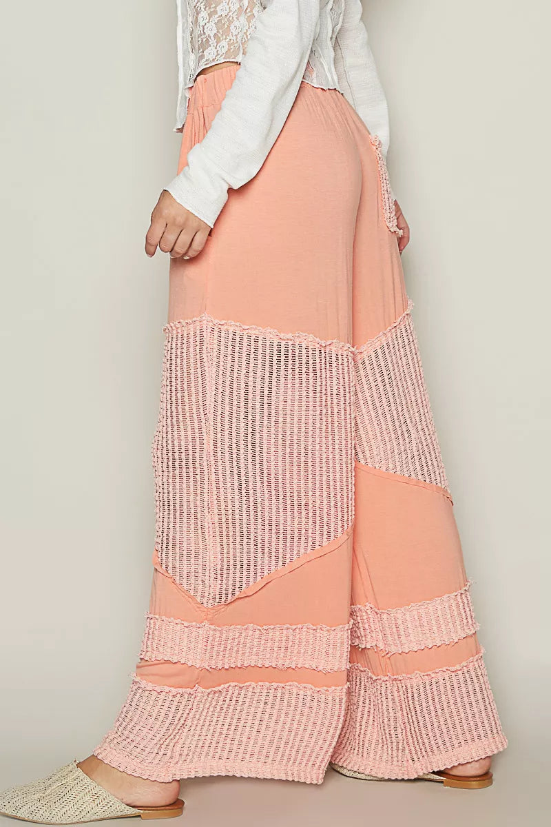 POL Drawstring Elastic Waistband Wide-Leg Pants.