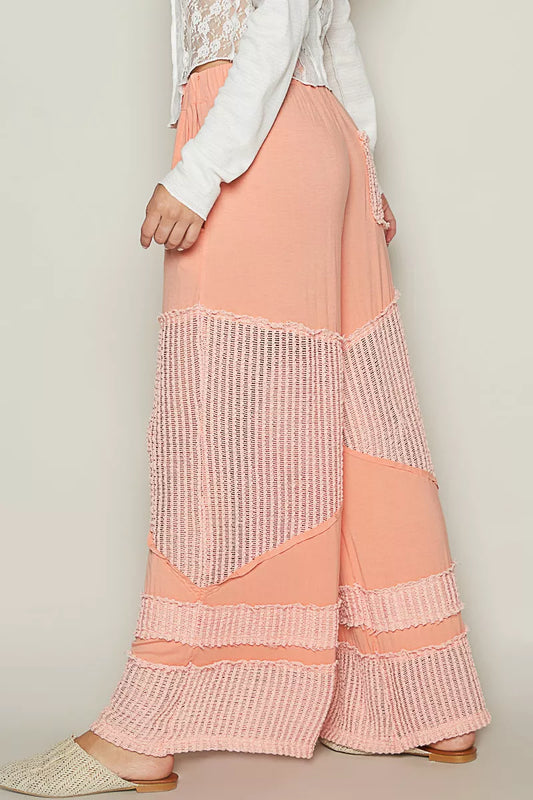 POL Drawstring Elastic Waistband Wide-Leg Pants.