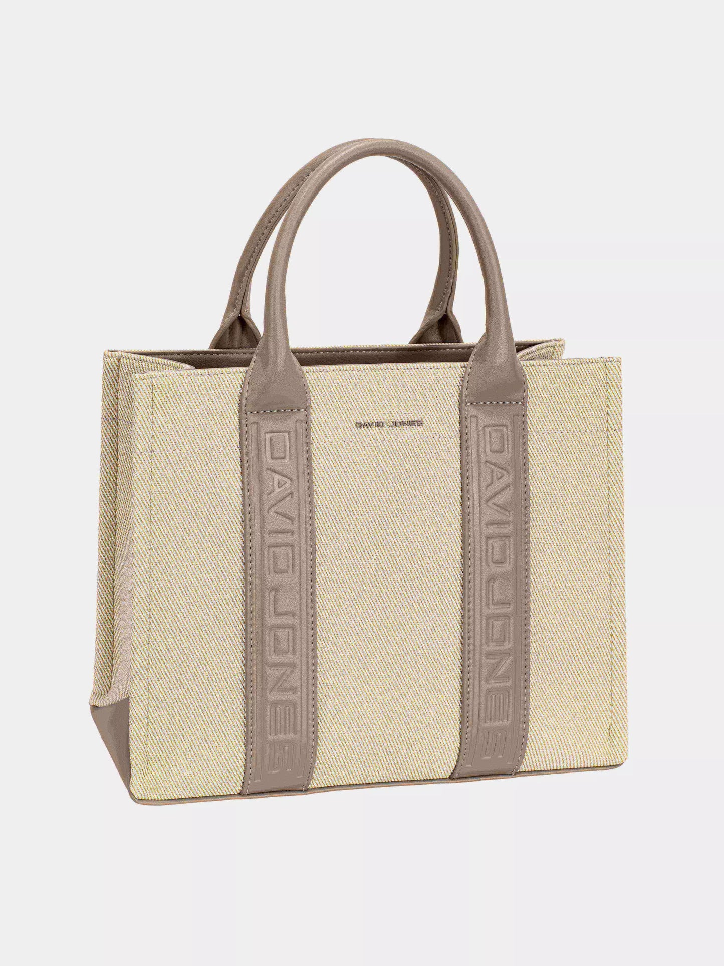 David Jones Canvas Tote Handbag with Contrast Leather Handles.