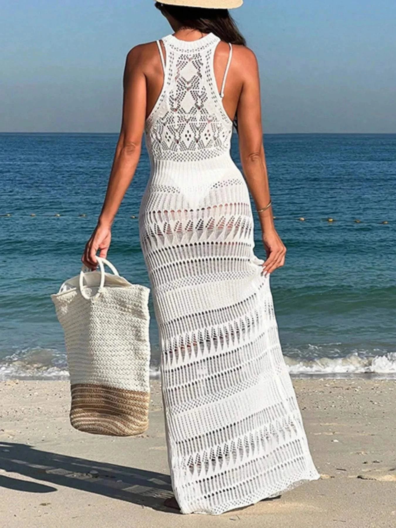 Crochet Maxi Dress Sleeveless Split Cover-Up for Effortless Style - Redemption By Ashley North