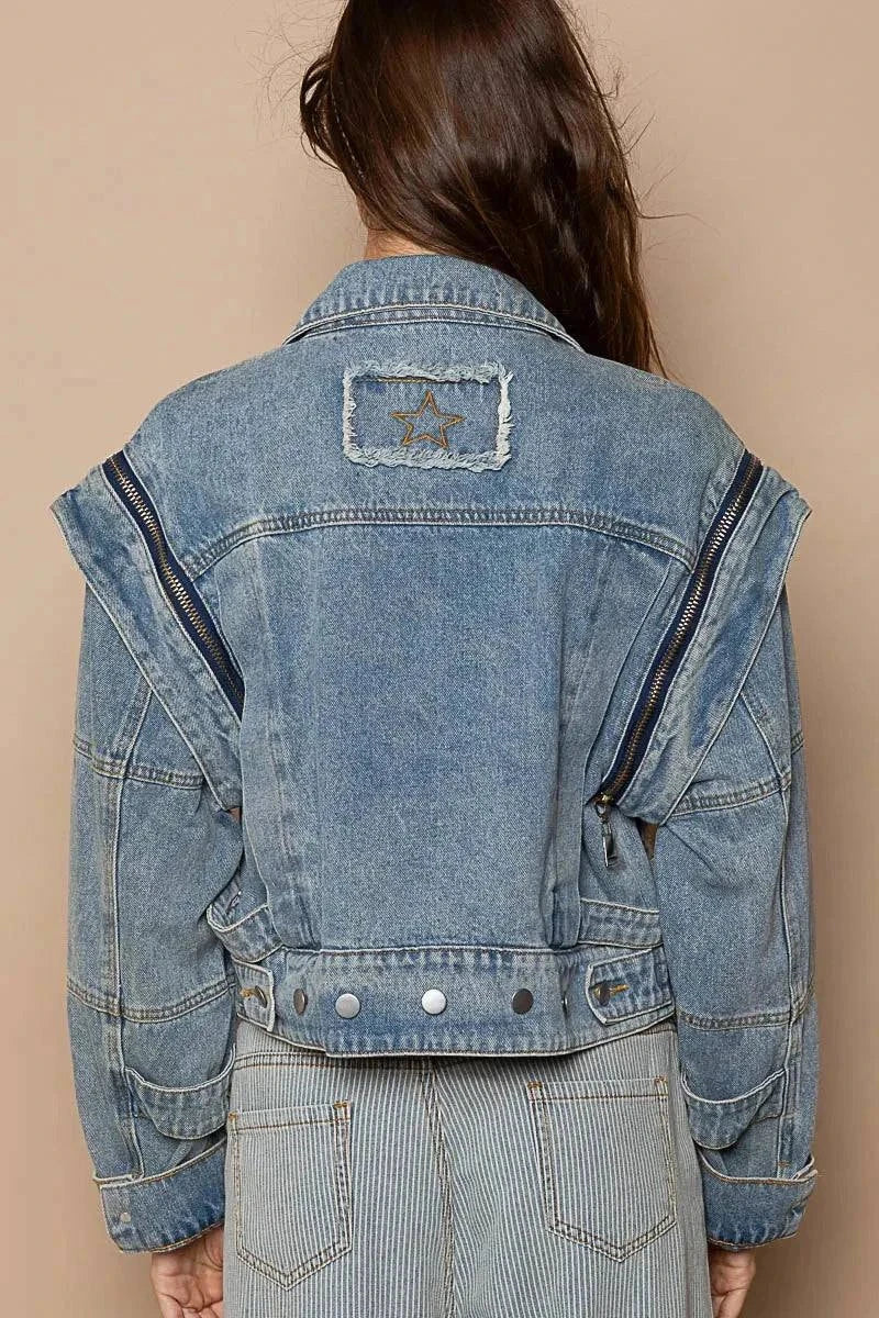 POL Cropped Denim Jacket with Zipper Detail for Versatile Styling - Redemption By Ashley North