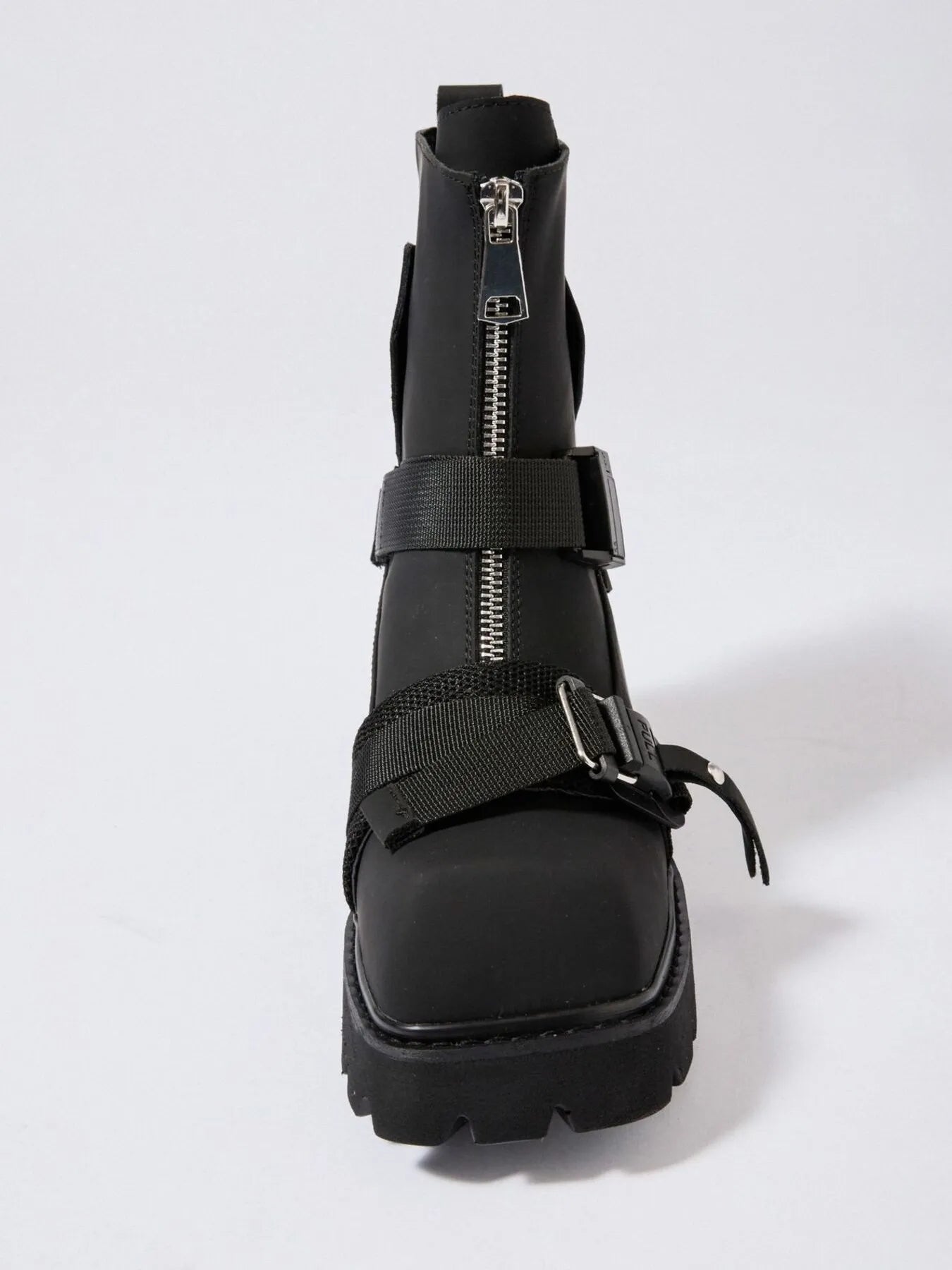 Chunky Platform Boots with Buckle Straps and Front Zip - Stylish Footwear for Every Occasion.