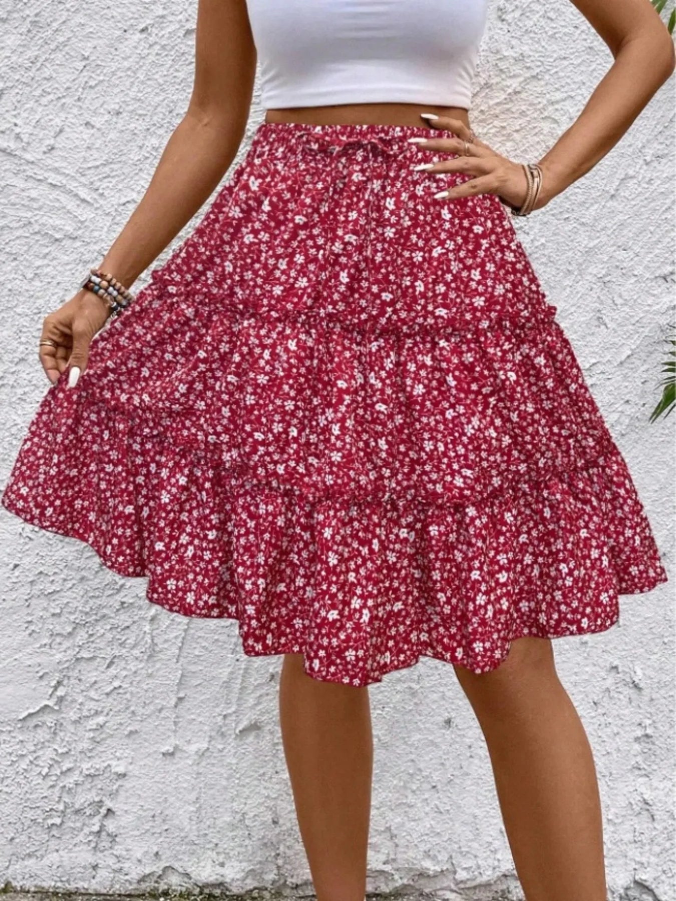 Floral Print Midi Skirt - Chic and Elegant Women's Fashion Statement - Redemption By Ashley North