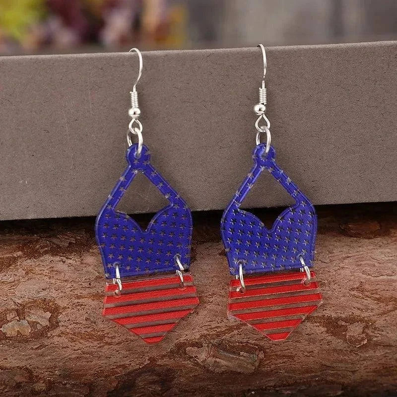 US Flag Earrings - Acrylic Earrings with US Flag Pattern - Redemption By Ashley North