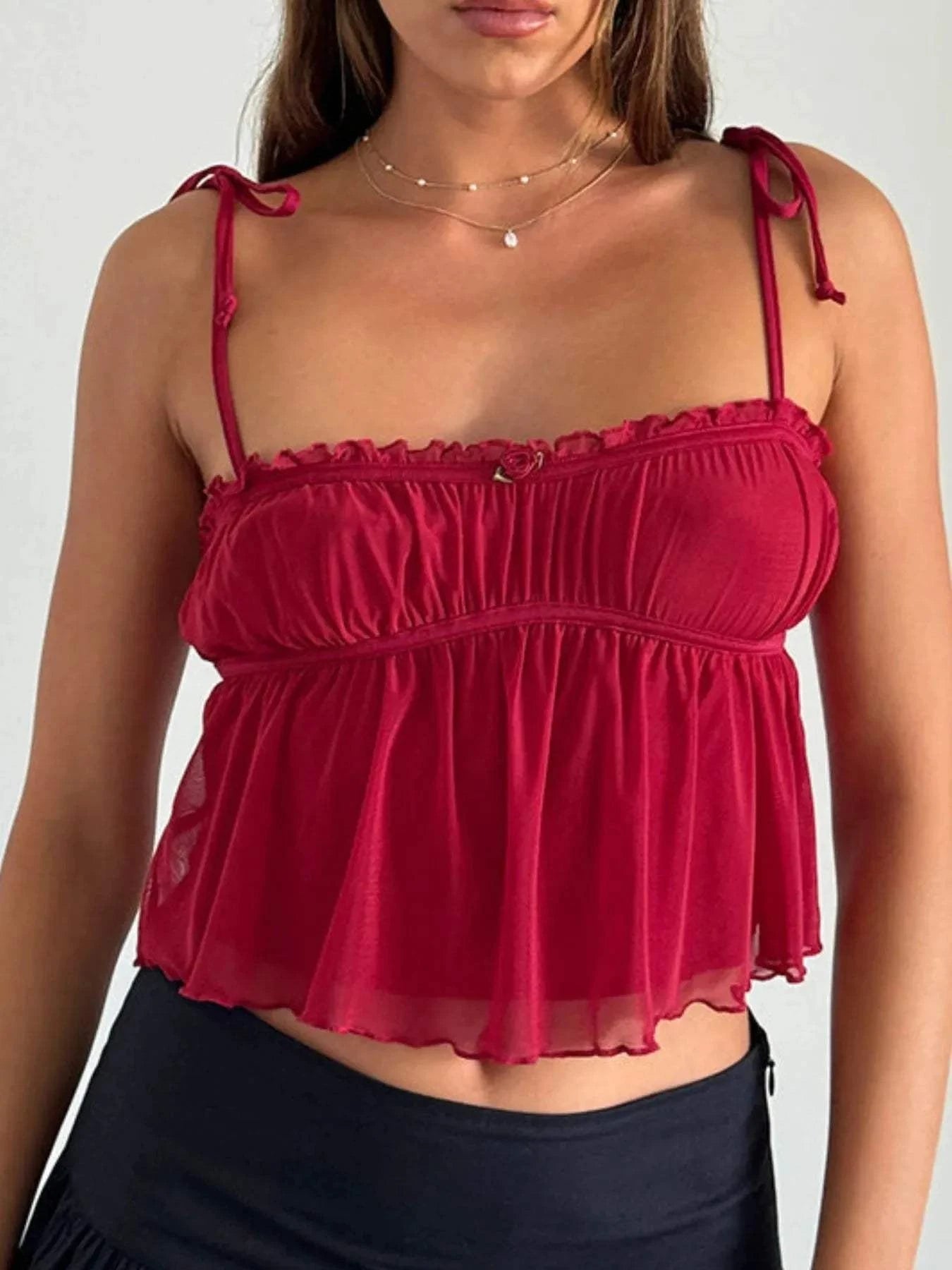 Contrast Trim Cami with Tie Straps - Redemption By Ashley North