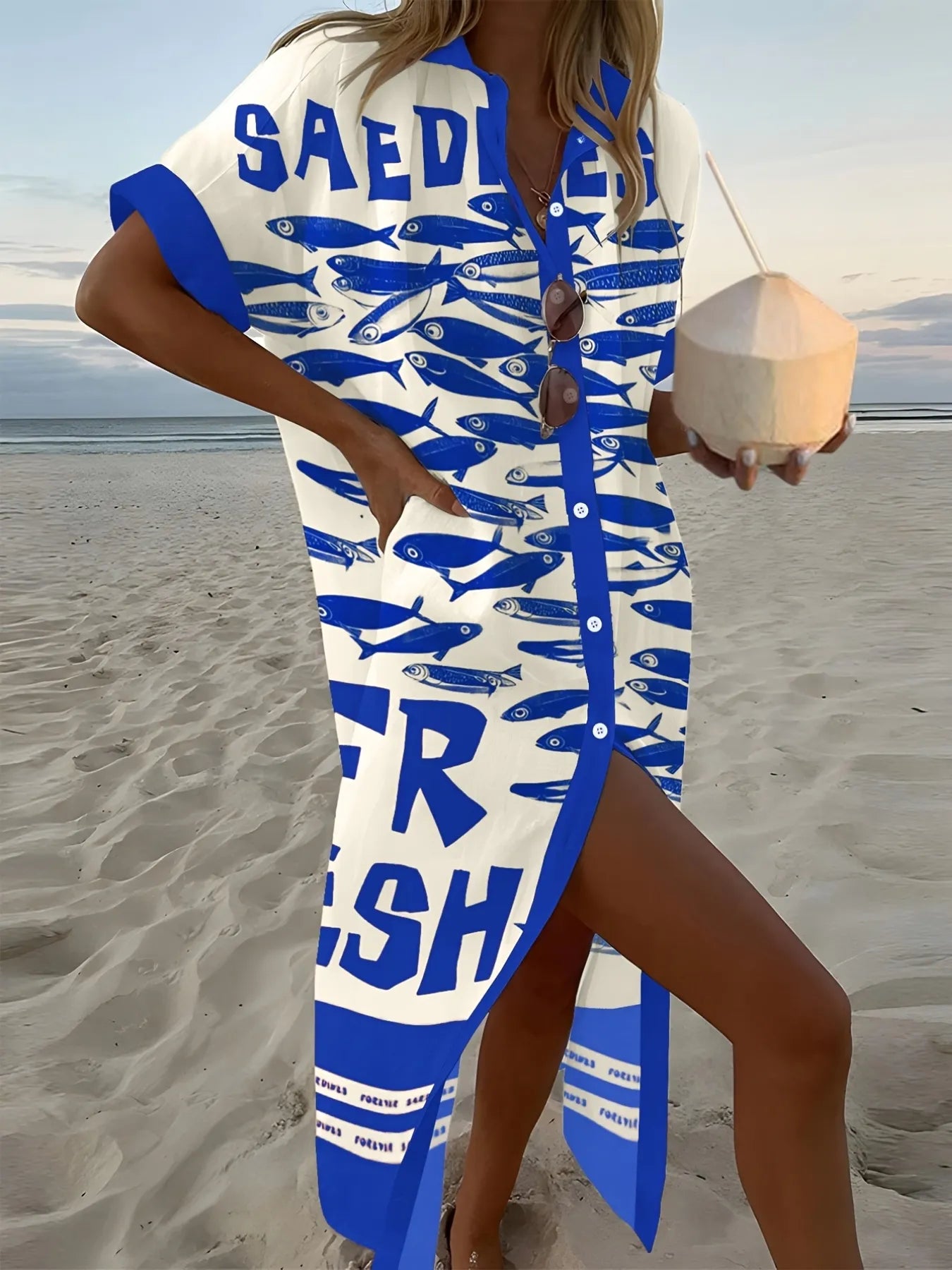 Printed Button Down Shirt Dress - Stylish and Versatile Fashion Essential.