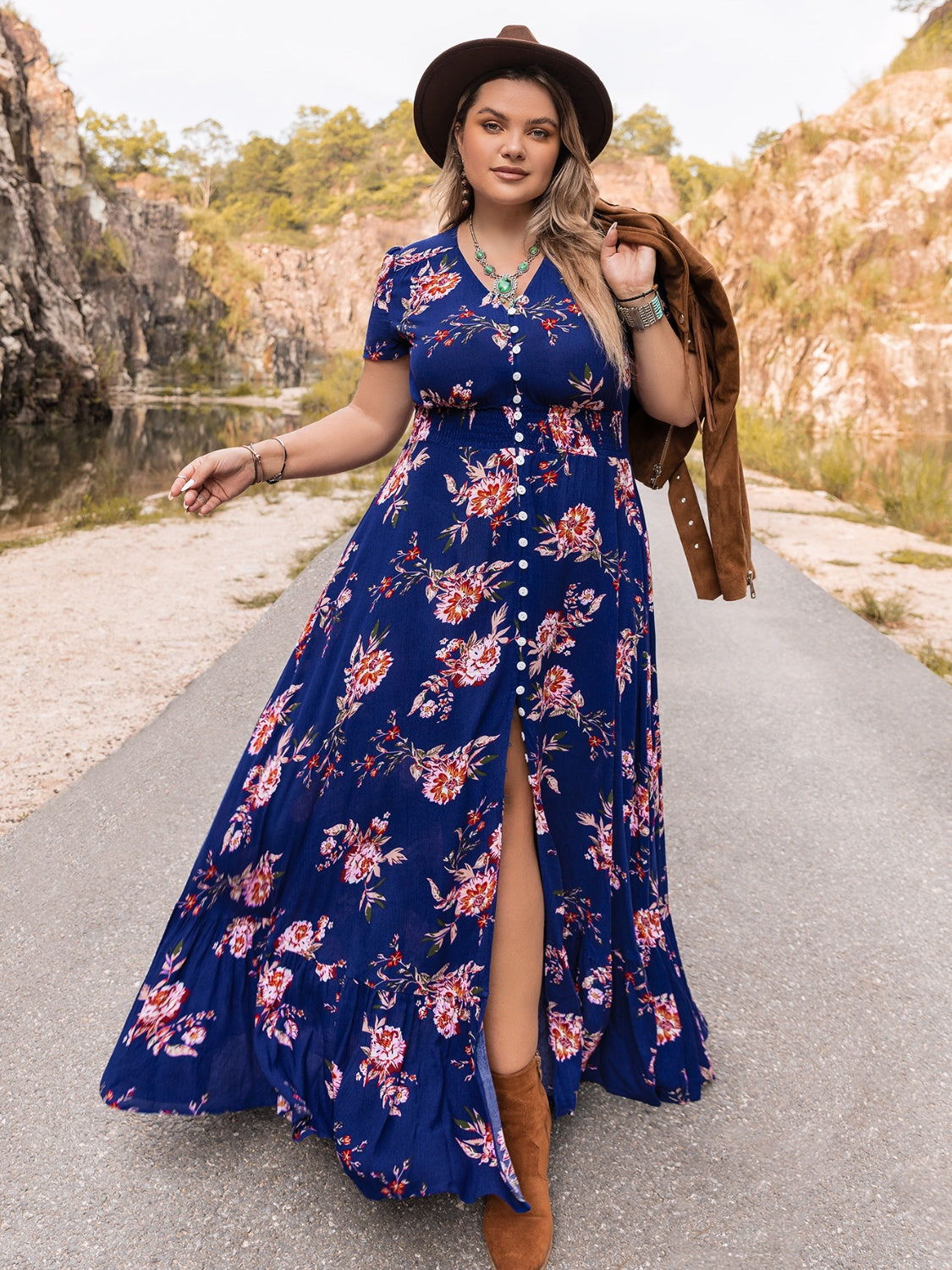 Plus Size Maxi Dress - Flattering V-Neck Long Dress for All Occasions - Redemption By Ashley North