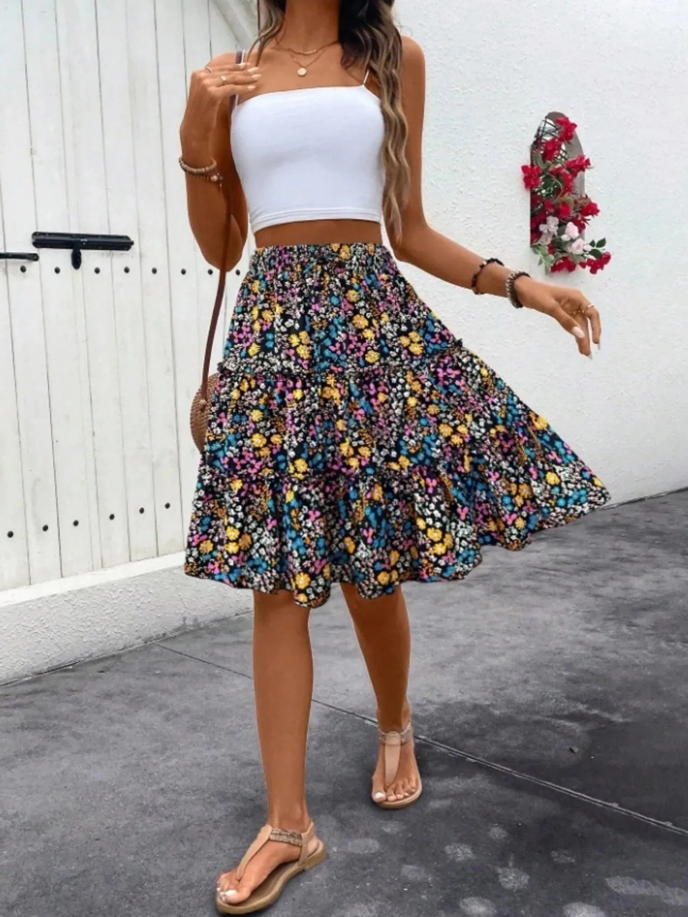 Floral Print Midi Skirt - Chic and Elegant Women's Fashion Statement - Redemption By Ashley North