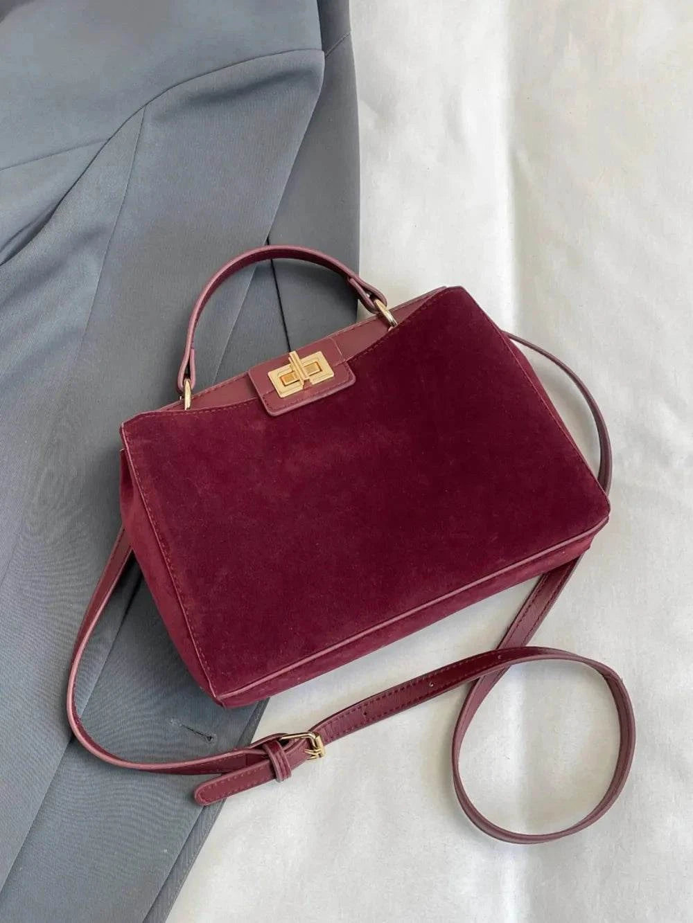 Solid Color Handbag with Removable Strap for Versatile Styling - Redemption By Ashley North