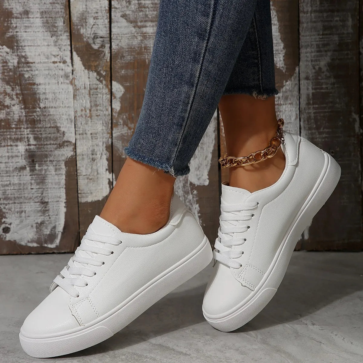 Round Toe Platform Sneakers.
