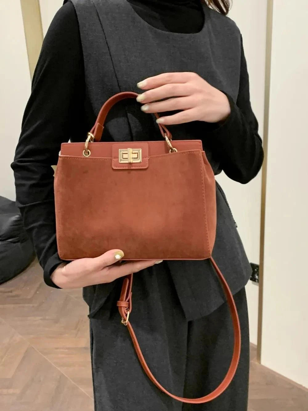 Solid Color Handbag with Removable Strap for Versatile Styling - Redemption By Ashley North