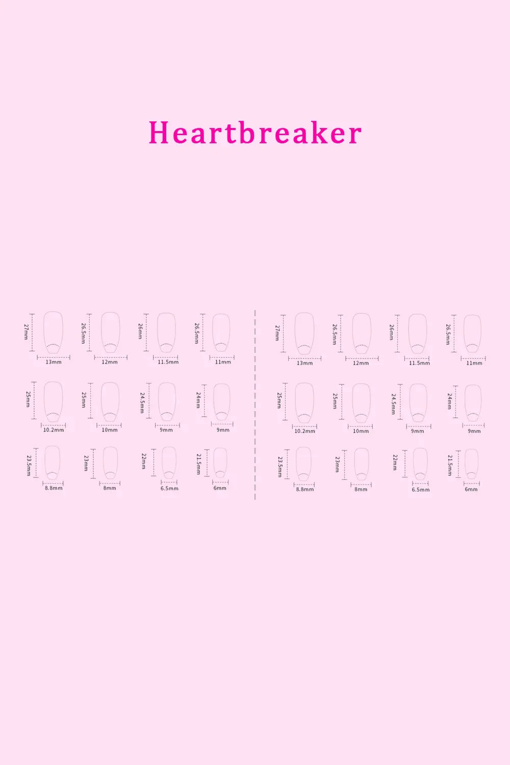 So Pink Beauty Press On Nails two packs with 48 pieces and size guide diagram on pink background