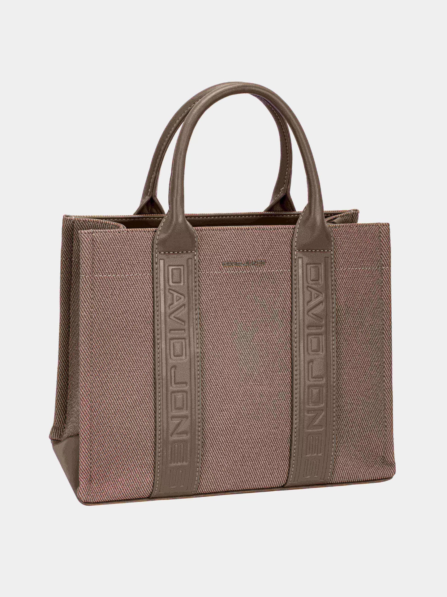 David Jones Canvas Tote Handbag with Contrast Leather Handles.